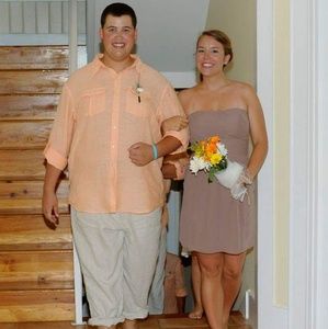 Tan Strapless Bridesmaid Dress